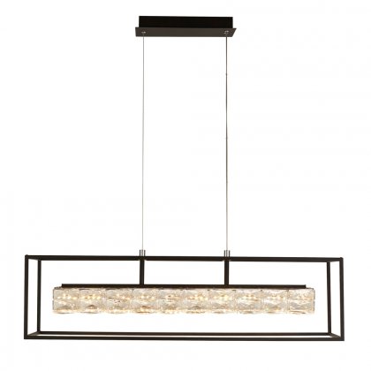 Searchlight Elevator Led Crystal Pendant With Matt Black Frame. Dimmable