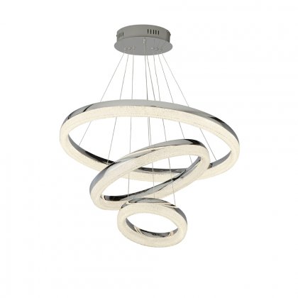 Searchlight Circle Led 3 Ring Ceiling Pendant, Chrome, Crushed Ice