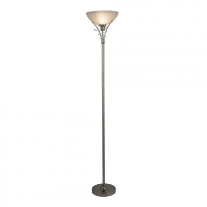 Searchlight Linea Uplighter Floor Lamp Satin Silver & Acid Glass