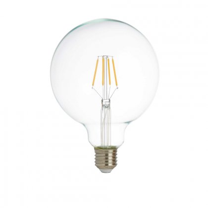 Pack 5 Led Filament Globe Lamp (125Mm) Clear Glass, E27 6W,