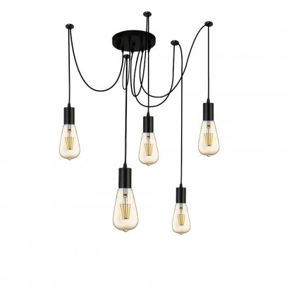 Searchlight Squiggle 5 Light Pendant Black