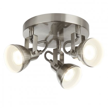 Searchlight Focus 3 Light Satin Silver Industrial Spotlight Disc