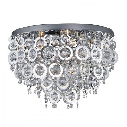 Searchlight Nova 5 Light Ceiling Flush Chrome Clear Acrylic Balls Chrome Acrylic Rings