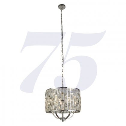 Searchlight Bijou 5 Light Chrome Pendant With Crystal Glass