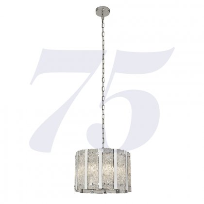 Searchlight Alexandra 5 Light Satin Silver Pendant W Aquatex Glass And Metal Bars