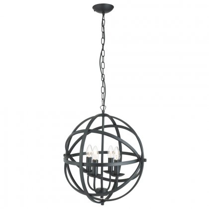 Searchlight Orbit 4 Light Cage Frame Orb Pendant Matt Black