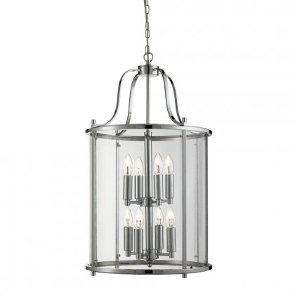Searchlight Lantern Grande 8 Light Chrome & Clear Glass