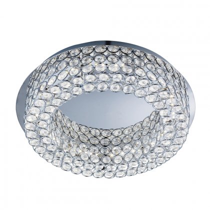 Searchlight Vesta (Dim) LED Ceiling Flush Chrome Clear Crystal Buttoms