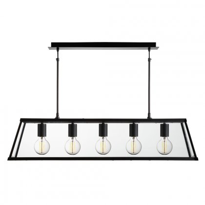 Searchlight Voyager 5 Light Lantern Bar Matt Black Glass