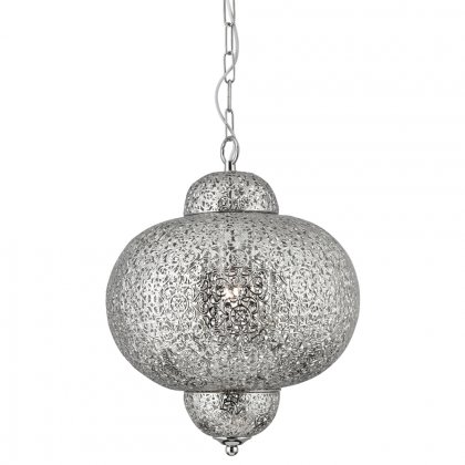 Searchlight Fretwork Pendant Shiny Nickel