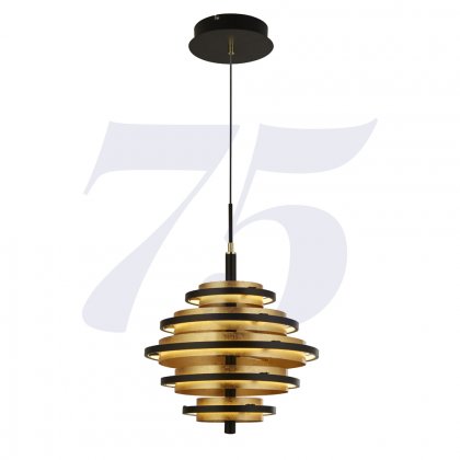 Searchlight Hive Black/Gold Leaf 5 Light Led Pendant