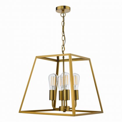 Academy 4 Light Lantern Natural Brass