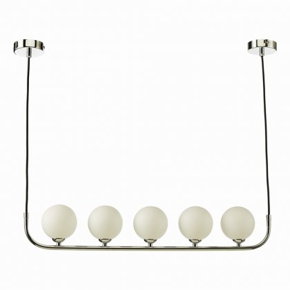 Cradle 5 Light Bar Pendant Polished Chrome Opal Glass