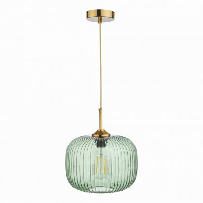 Demarius 1 Light Pendant Green Glass Bronze Detail