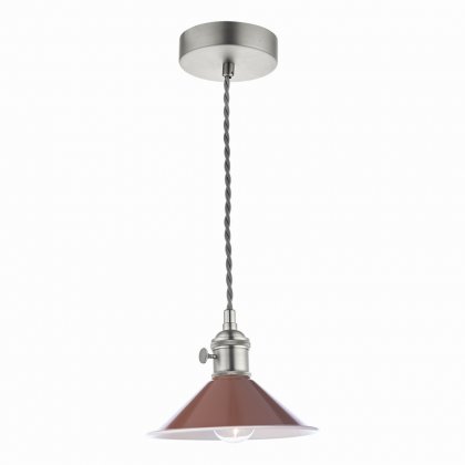 Hadano 1 Light Pendant Antique Chrome With Umber Shade