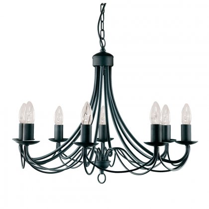 Searchlight Maypole 8 Light Matt Black W/Iron Fitting