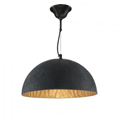 Searchlight Dome Pendant Dome Black/Gold 38Cm