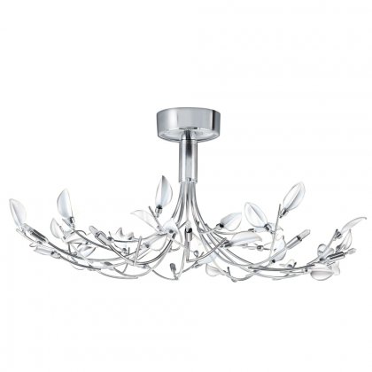 Searchlight Wisteria 8 Light Semi-Flush Ceiling Light Chrome & Acid Glass