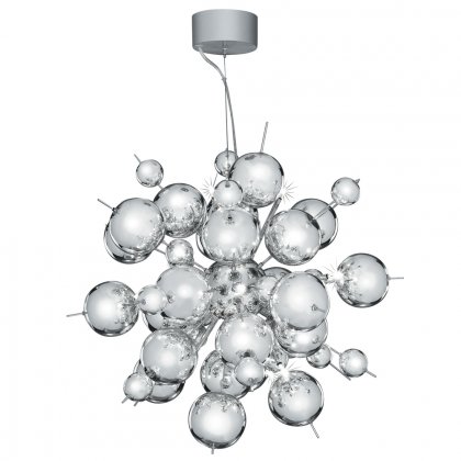 Searchlight Molecule 12 Light Pendant Polished Chrome Metal & Glass