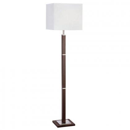 Searchlight Waverley Floor Lamp Brown Wood/Ss Rectangular