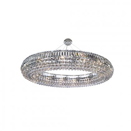 Searchlight Vesuvius Oval 24 Light Pendant Chrome with Clear Coffin & Ball Drops