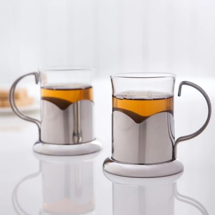 Lotus Set of 2 Glass Mugs