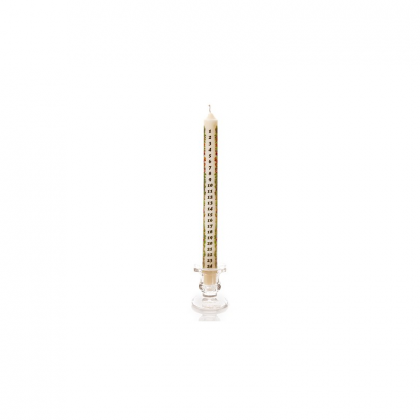 Premier Decorations 25cm Ivory Pattern Advent Candle with Glass Holder