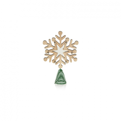 Premier Decorations 22cm Pale Wood Snowflake Tree Topper