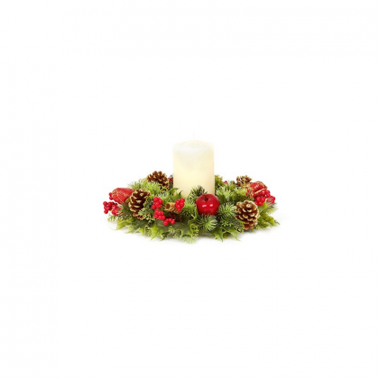 Premier Housewares 30cm Plastic Candle Ring - Red Apple & Cone