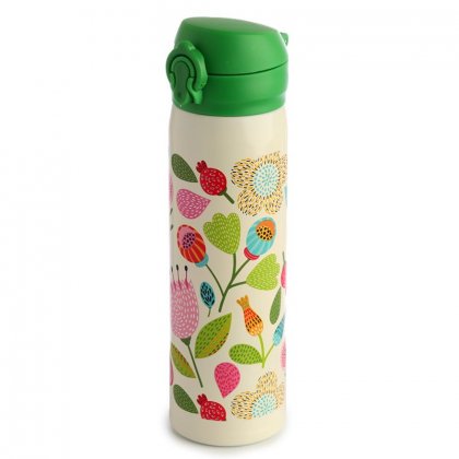 Puckator Reusable Push Top Stainless Steel Hot & Cold Thermal Insulated Drinks Bottle - Autumn Falls