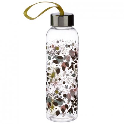 Puckator 500ml Reusable Plastic Water Bottle with Metallic Lid - Wisewood Botanical