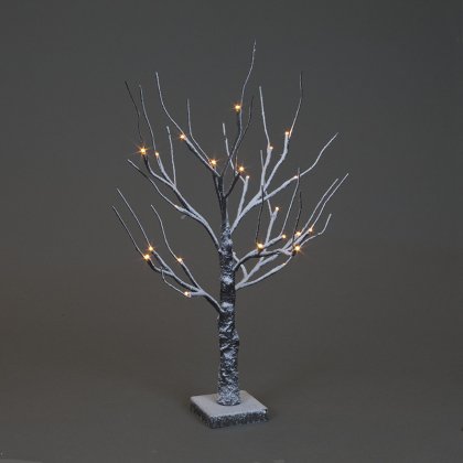 SnowTime Snowy Twig Tree with Warm White LED 60cm - Brown