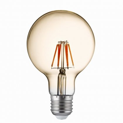 Searchlight Dimmable LED Filament Globe Lamp (95MM) E27 6w Amber Glass