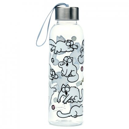 Puckator Reusable Water Bottle with Metallic Lid 500ml - Simon's Cat