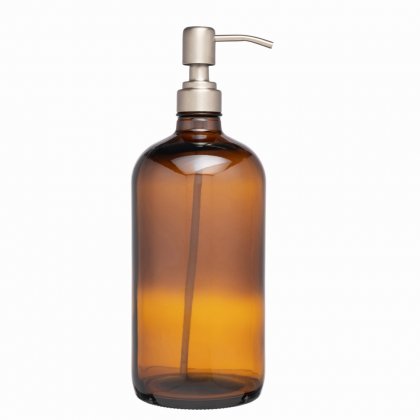 &Again Amber Glass Pump Bottle 1lt