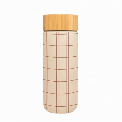 &Again 350ml Ceramic Travel Mug with Bamboo Lid - Putty