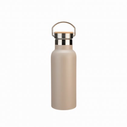 &Again 750ml Double Wall Bottle with Bamboo Lid - Putty