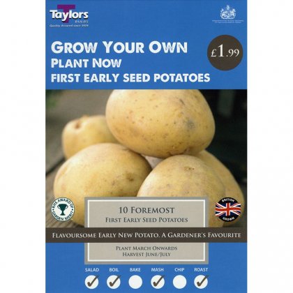 Taylors Foremost First Early Seed Potatoes - 10 Bulbs