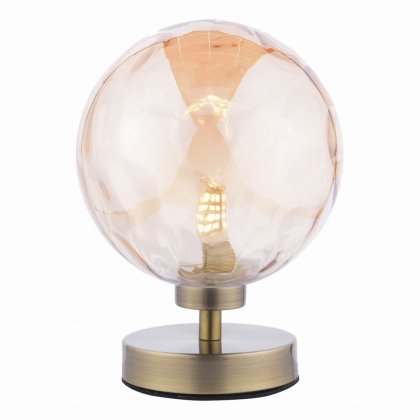 Dar Esben Touch Table Lamp Antique Brass with Champagne Dimpled Glass