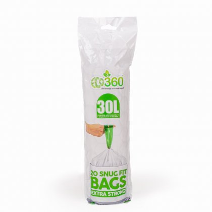 Eco360 Extra Strong Kitchen Drawstring Bin Liners 30L (20 Bags)