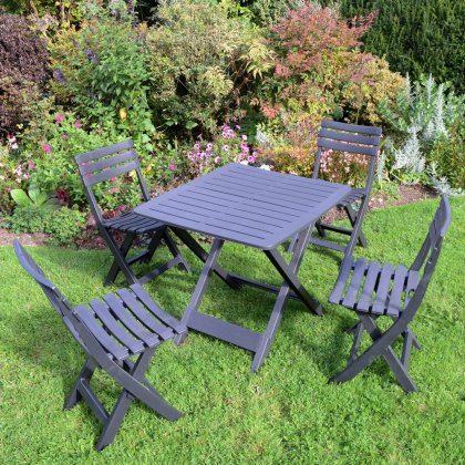 Brescia Folding Table With 4 Brescia Chairs Set Anthracite