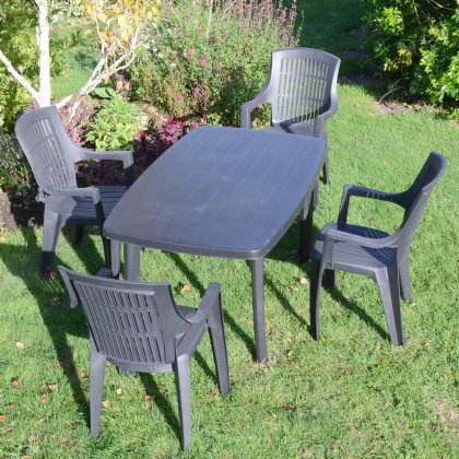 Rimini Rectangular Table With 4 Parma Chairs Set - Anthracite