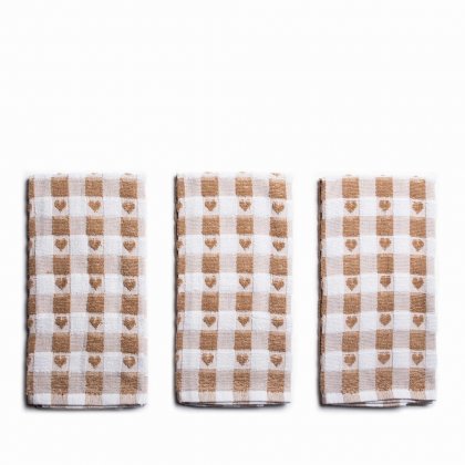 Sabichi Set of 3 Putty Heart Tea Towels