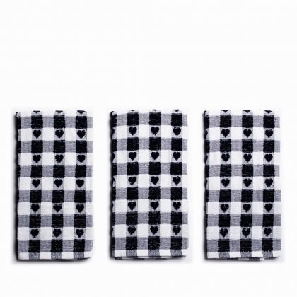 Sabichi Set of 3 Navy Heart Tea Towels