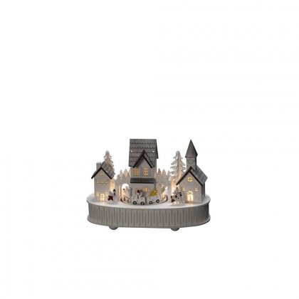 Wooden LED Decoration with Houses & Church