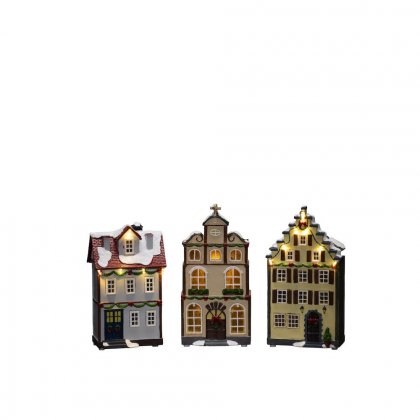 Konstsmide Battery/USB Operated Set of 3 Small Houses