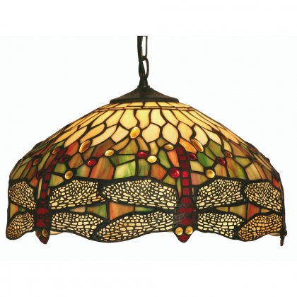 Oaks Lighting Tiffany Style Dragonfly Ceiling Light