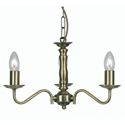 Oaks Lighting Nador 3 Light Chandelier Antique Brass