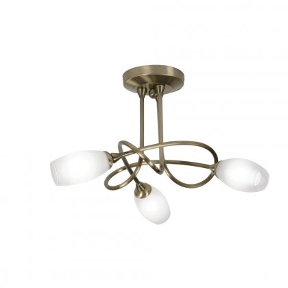 Oaks Lighting Tara 3 Light Semi-Flush Fitting Antique Brass