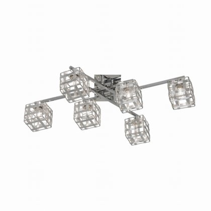 Oaks Lighting Berga 6 Arm Semi-Flush Ceiling Light Chrome